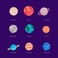 Set of colorful planets for children book or decoration Royalty Free Stock Photo