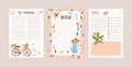 Set of colorful daily planners with place for text vector flat illustration. Collection of empty sheets for notes