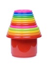 Set of colorful plastic children`s toy buckets isolated Royalty Free Stock Photo