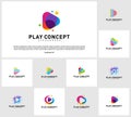 Set of Colorful Play logo design concept. Play logo template vector. Icon Symbol Royalty Free Stock Photo