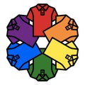 Polo shirts making a flower shape