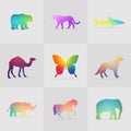 Set Of Colorful Polygon Animal Illustration