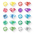 Set of colorful precious gem icons in flat style