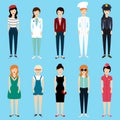 Set of colorful profession woman flat style Royalty Free Stock Photo