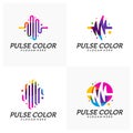 Set of Colorful Pulse Logo minimalist vector, Colorful Pulse Icon Template, Creative design