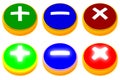 Set of colorful push buttons