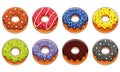 Set of colorful rainbow donuts