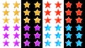 Set of colorful rating stars with different borders on white and black background. For rating or decorative decoration. Design