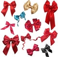 Colorful realistic satin bows isolated on white. Royalty Free Stock Photo