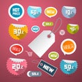 Set of Colorful Retro Paper Discount Labels Royalty Free Stock Photo