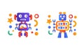 Set of Colorful Robots, Service Chatbots, Artificial Intelligence Concept Flat Vector Illustration