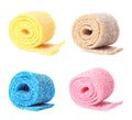 Set of colorful rolled chewing candies on white Royalty Free Stock Photo