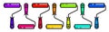 Set of colorful paint rollers Linear illustration of multicolored roller brushes