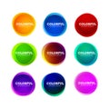 Set of colorful round abstract banners shape. Graphic overlay banners design. Fun label or tag design