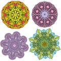 Set of 4 colorful round ornaments Royalty Free Stock Photo