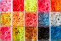 A set of colorful rubber bands and loom knit for knitting wristbands Royalty Free Stock Photo
