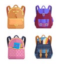 Set of Colorful Rucksacks for Girls or Boys Vector