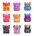 Set of Colorful Rucksacks for Girls or Boys Vector