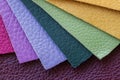 Set of colorful samples of fashion genuine leather, modern industry concept. Texture pattern for background
