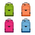 Set of colorful school rucksacks.