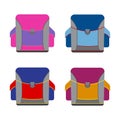 Set of colorful school rucksacks.