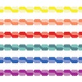 Set of colorful seamless braided pigtail stripes. Vector seamless textured design element for cards, invitations, kids, textile,