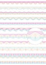 Set of colorful seamless guilloche vector borders