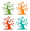 Set of Colorful Season Tree Bold icons
