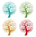 Set of Colorful Season Tree icons