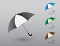 A set of colorful simple umbrellas to protect from rainy weather vector illustration Royalty Free Stock Photo