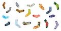 Set of colorful socks for man and woman, textile design