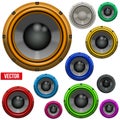 Set of Colorful Sound Load Speakers Royalty Free Stock Photo