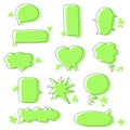 Set of colorful speech bubbles with clover. Hand-drawn elements for St.Patrick`s Day.Collection of text boxes of different shapes Royalty Free Stock Photo