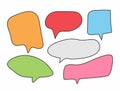 Set of colorful speech bubbles. Group of colored blank stickers.