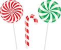 Set of colorful spiral candies lollipops. Vector