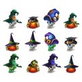 Set of colorful spooky halloween icons. Royalty Free Stock Photo