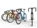 Set of colorful sports race bicycles