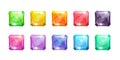 Set of colorful square crystal buttons for games Royalty Free Stock Photo