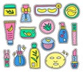 Set of stickers with asian cosmetics. Royalty Free Stock Photo