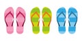 Set of colorful stiped flip flops sandals Royalty Free Stock Photo