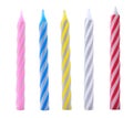 Set of colorful striped birthday candles isolated Royalty Free Stock Photo