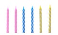 Set of colorful striped birthday candles isolated Royalty Free Stock Photo