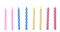 Set of colorful striped birthday candles isolated Royalty Free Stock Photo