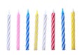 Set of colorful striped birthday candles on white Royalty Free Stock Photo