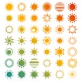 Set of colorful sun burst icons. Vector starburst price tag icon. Set badge shape. Isolated sale promo pricetags