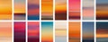 Set of colorful sunset and sunrise sea banners. Abstract blurred textured gradient mesh color backgrounds Royalty Free Stock Photo