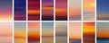 Set of colorful sunset and sunrise sea banners. Abstract blurred textured gradient mesh color backgrounds Royalty Free Stock Photo