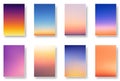 Set of colorful sunset and sunrise sea. Blurred modern gradient mesh background paper cards Royalty Free Stock Photo