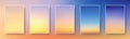 Set of colorful sunset and sunrise sea. Blurred modern gradient mesh background paper cards Royalty Free Stock Photo