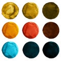 Set of colorful textured acrylic circles isolated on white. Royalty Free Stock Photo